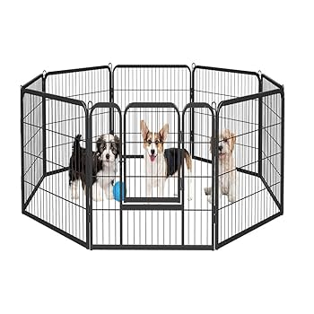 中大型犬に最適なスチール製折りたたみ式ペットフェンス、頑丈な作りで安心 ペットサークル ペットフェンス 大型犬用 中型犬用 複数連結可能